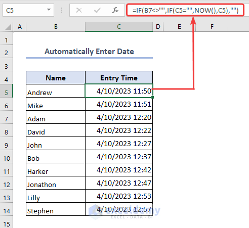 Automatically Enter Date When Data Entered In Excel 2 Ways