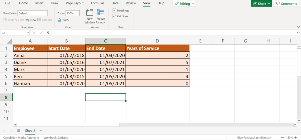 3 Ways to Calculate Years of Service in Excel