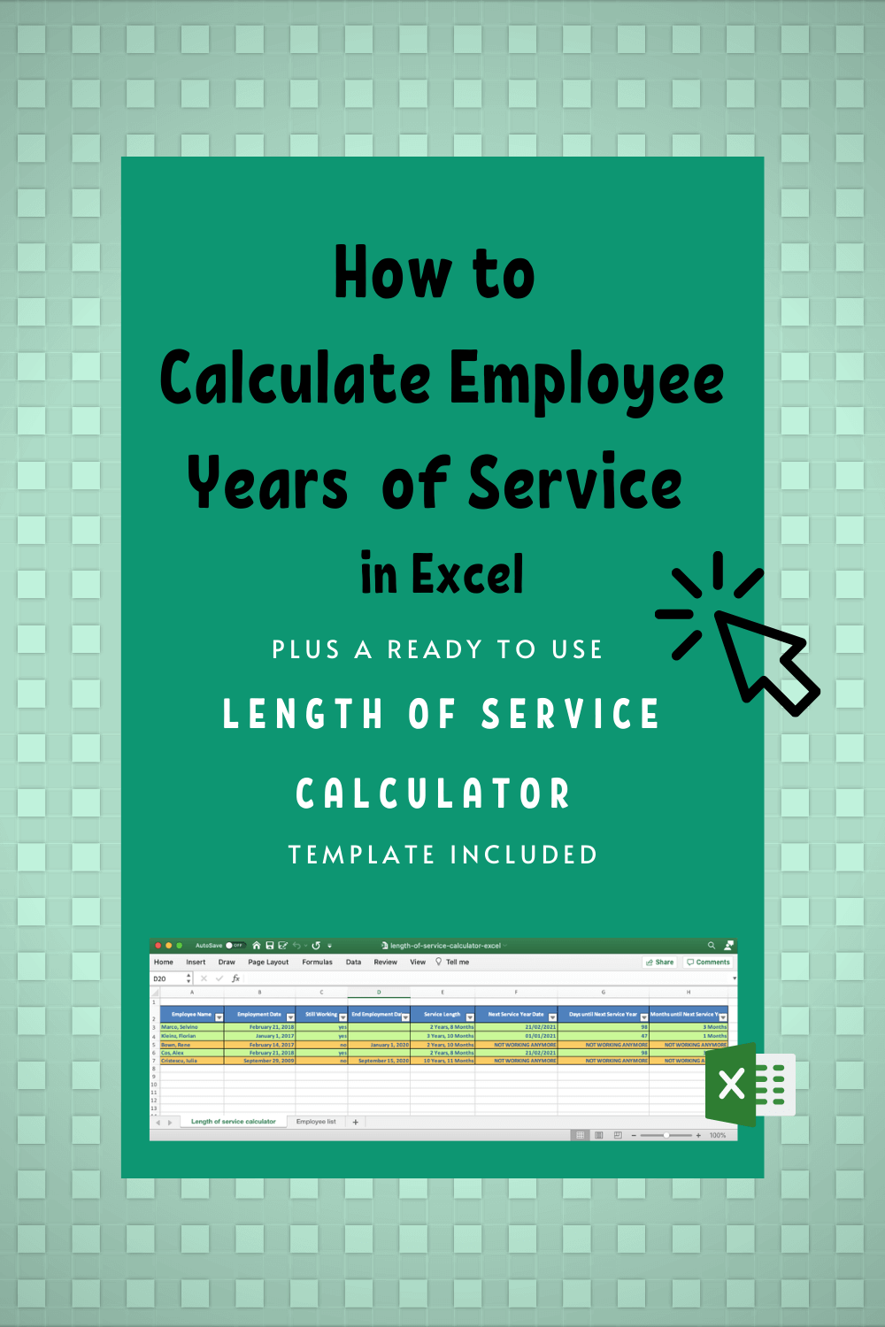 How To Calculate Years And Months Of Service In Excel With Free Length Of Service Calculator