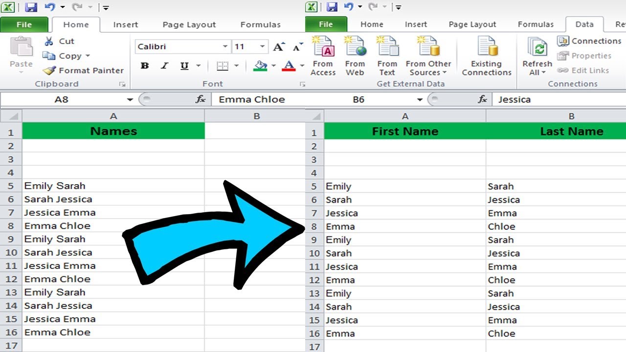 Split Names In Excel Sheet Quick And Easiest Way