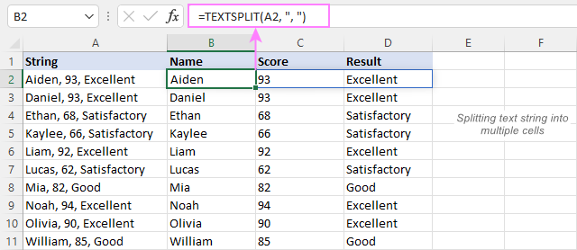 Split Text With Delimiter Excel Formula Exceljet